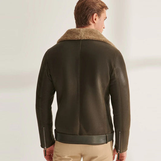 B3 Airforce Shearling Sheepskin Aviator Leather Jacket