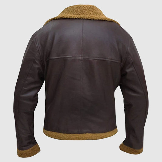 B3 Men Flying Aviator Winter Shearling Sheepskin Bomber Leather Jacket