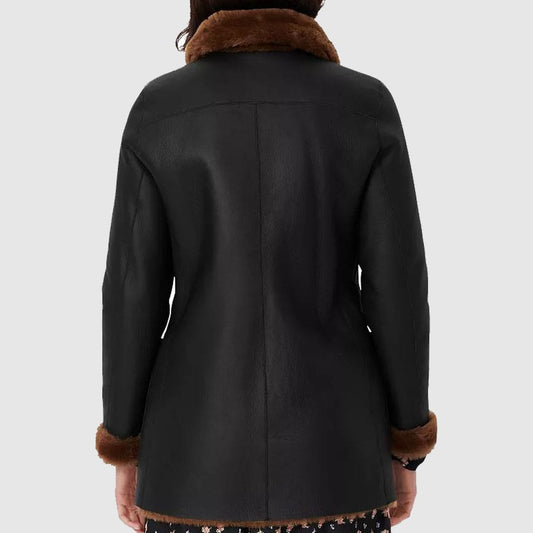 Black Reversible Real Sheep Shearling Coat