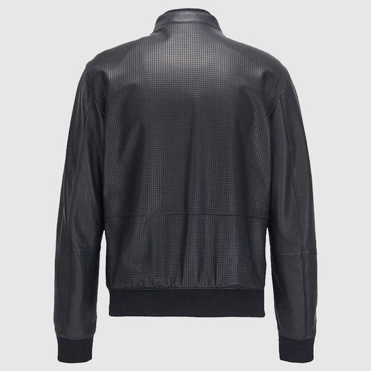 Bomber Jacket in Perforated Leather
