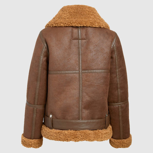 Classic Brown Women Faux Shearling Jacket