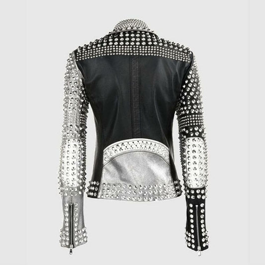 Studded Leather Zippered Gothic Jacket