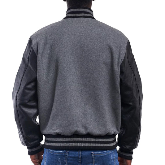 Light Oxford Wool Leather Sleeves Letterman Jacket