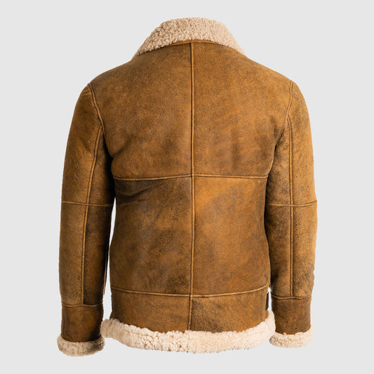 Men Brown B3 Shearling Leather Jacket
