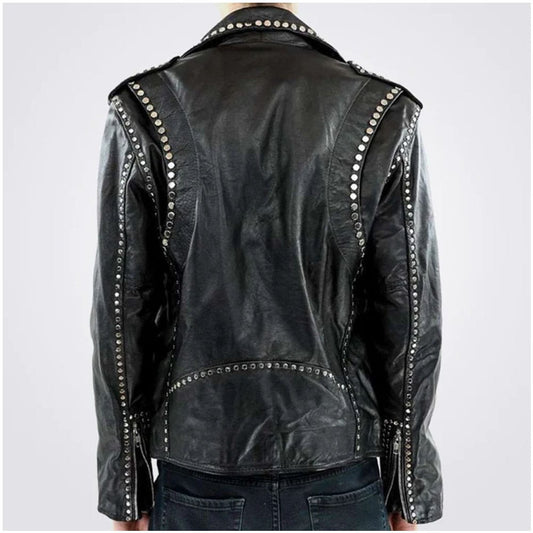 Men's Black Leather Party Jacket with Studs biker style jacket for sale