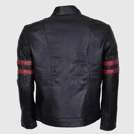 Mens Red Stirpe Mayhem Retro Black Leather Jacket Motorcycle Jacket