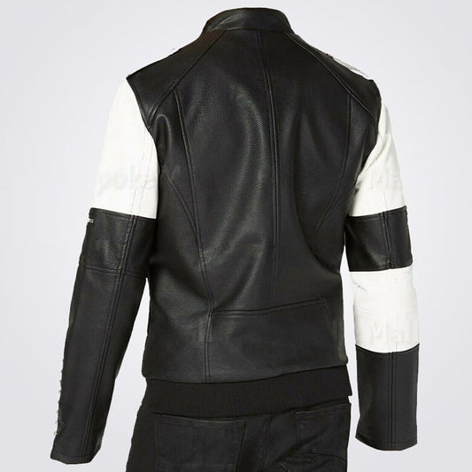 Genuine Leather Silver Studded Biker Jacket