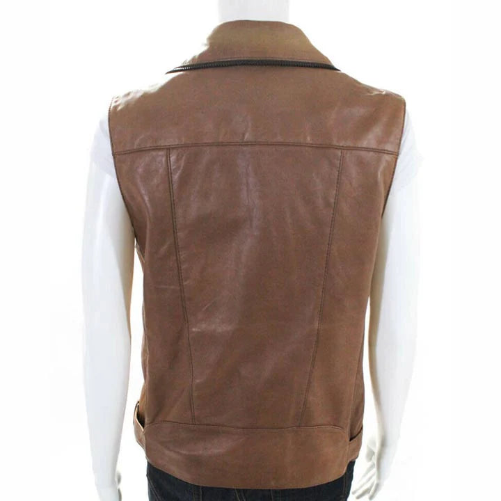 Women's Belted Lambskin Leather Motorcycle Vest