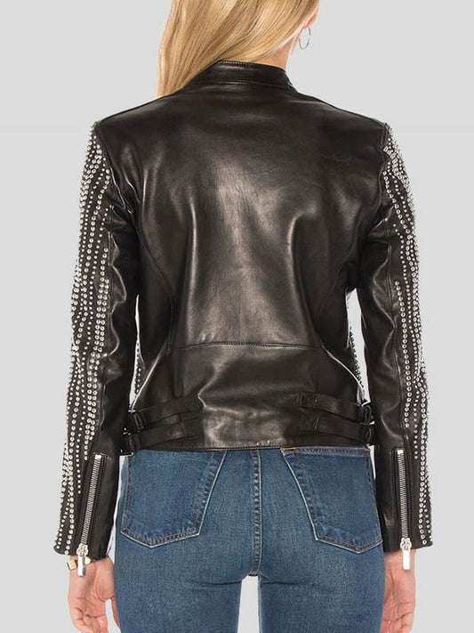 Black Fashion Studded Leather Jacket