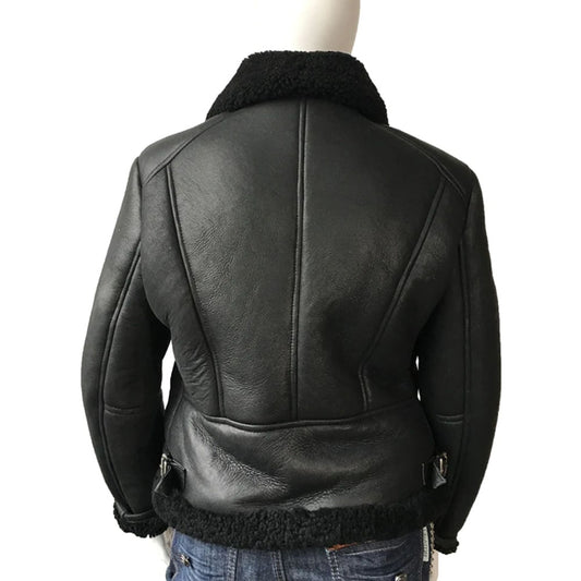 Women Sheepskin Leather Biker Jacket