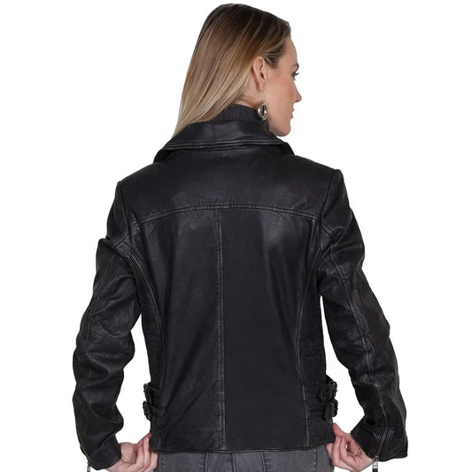 Womens Black Leather Motorcycle Jacket