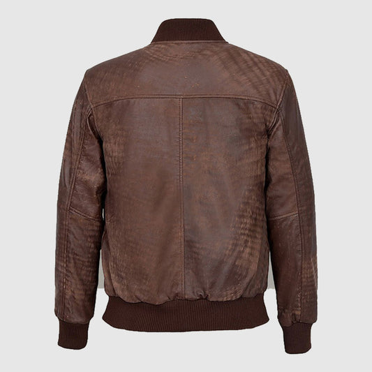 Men Vintage Brown Bomber Jacket