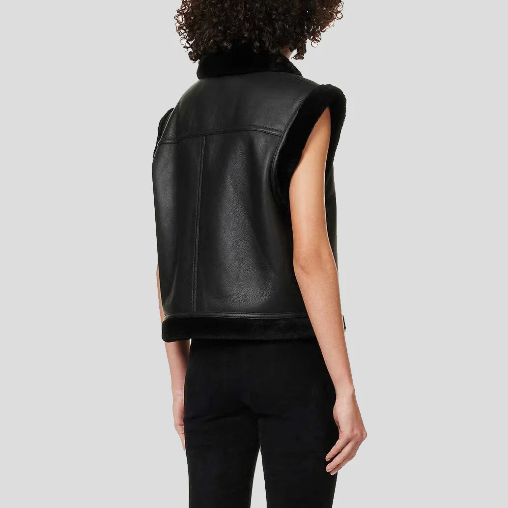 Women's Black B3 Bomber Shearling Vest