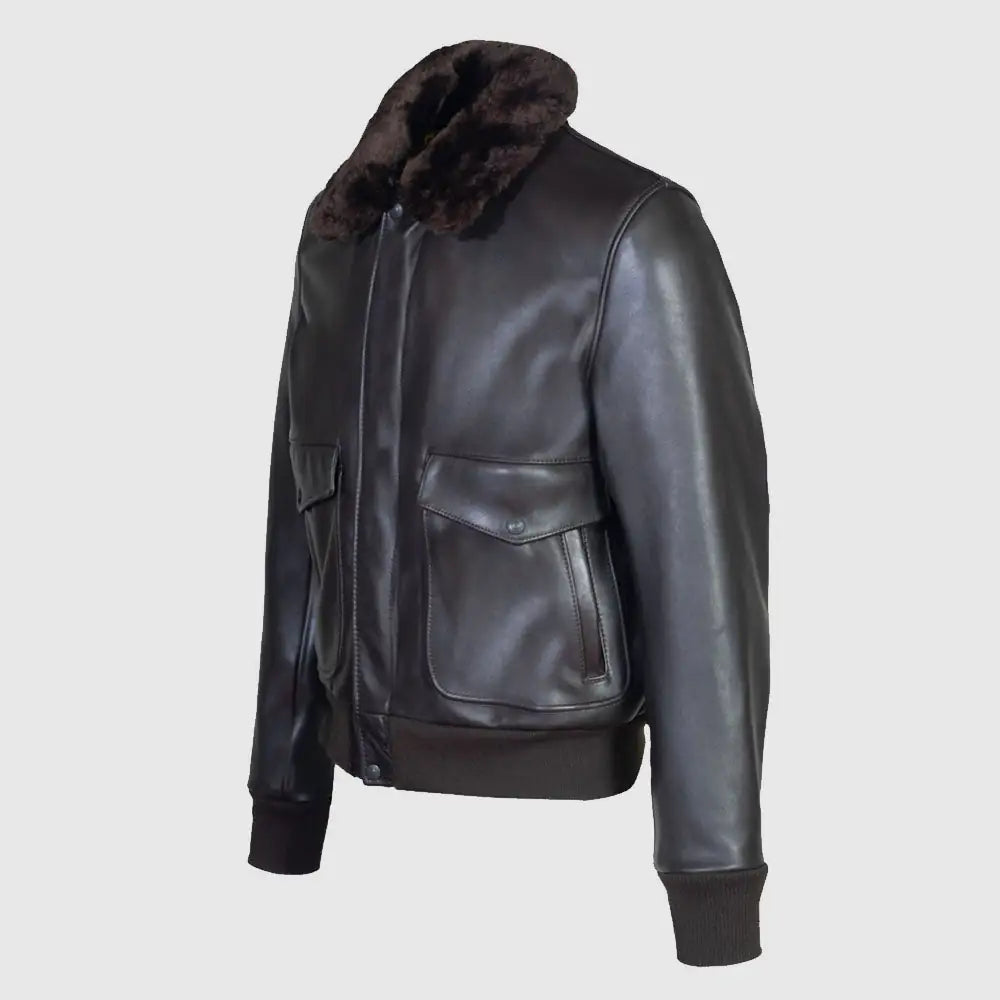 Men’s Cowhide Slim Fit Bomber Jacket