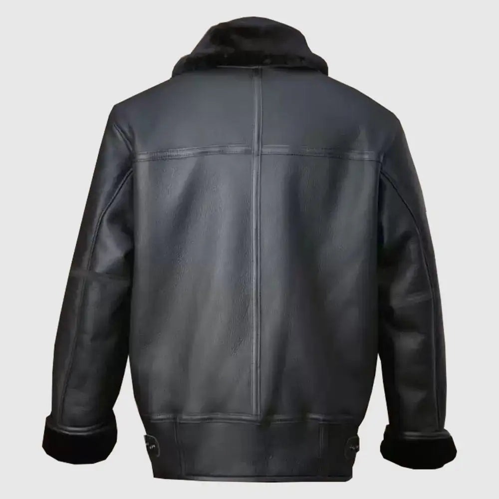 Men Black Aircraft Shearling Jacket