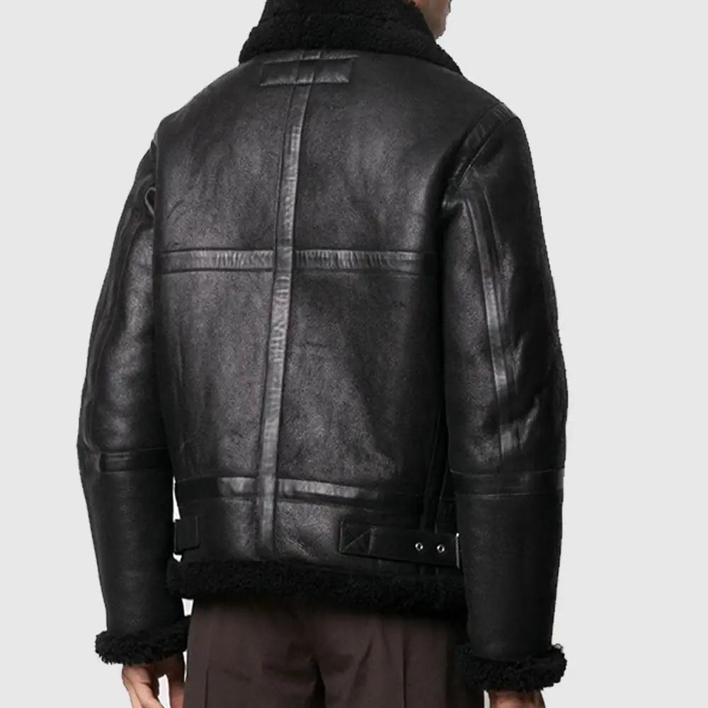 B3 Bomber Black Faux Shearling Jacket