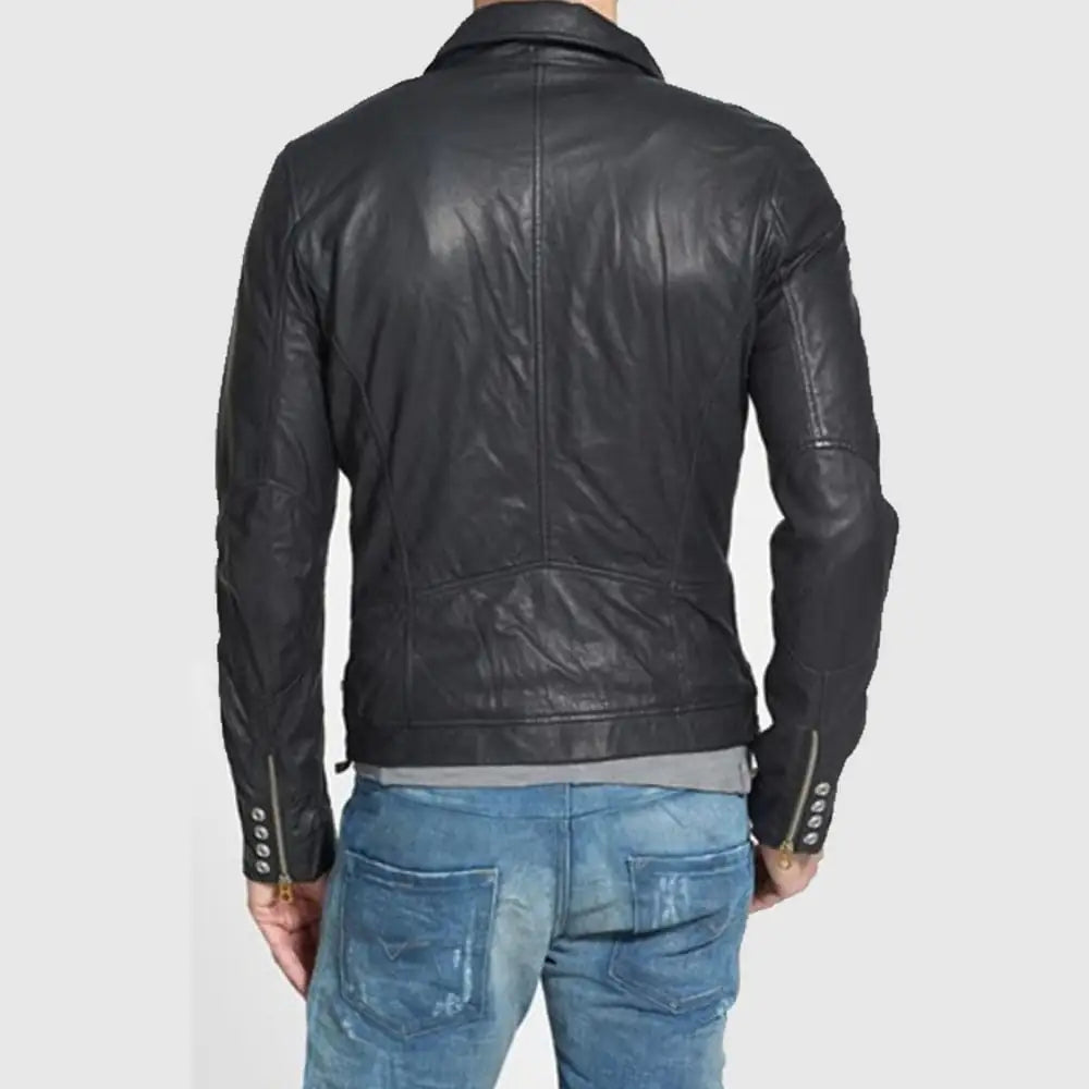 Mens Black Leather Motorcycle Jacket