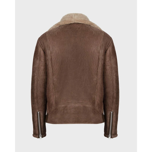Shearling Brown Biker Leather Jacket