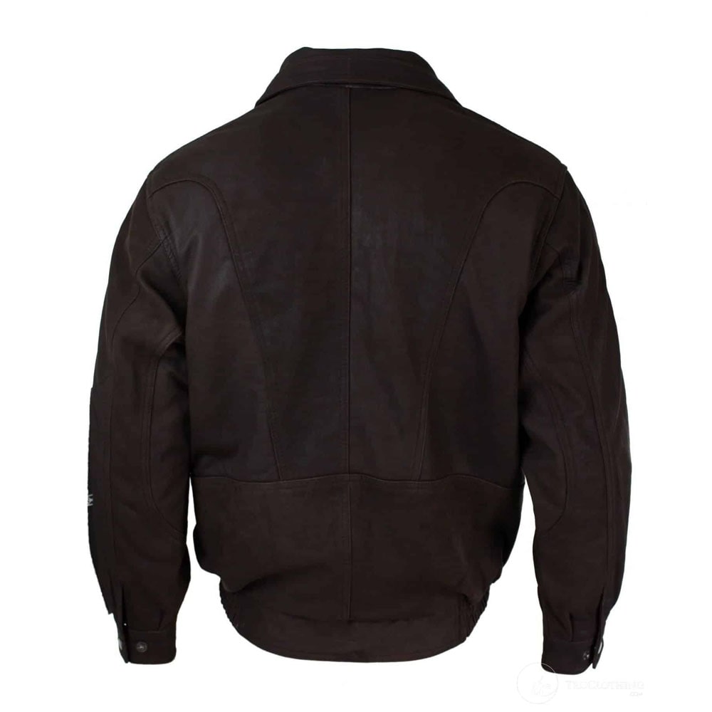 Mens Classic Bomber Black Nubuck Washed Brown Real Leather Jacket-Brown