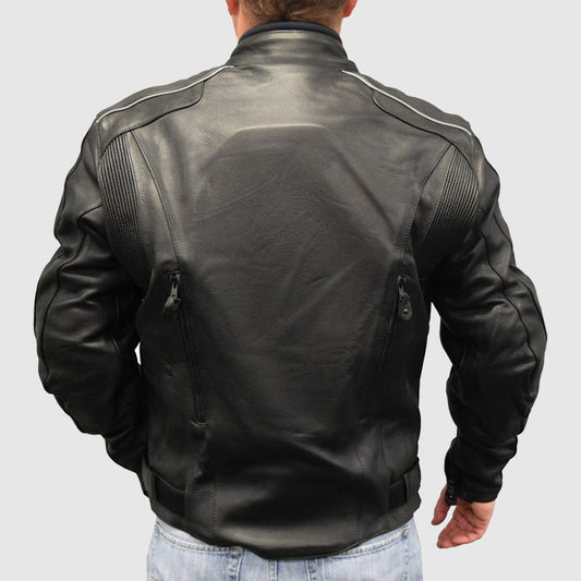Redline Men's Cowhide Leather Reflective Piping Jacket