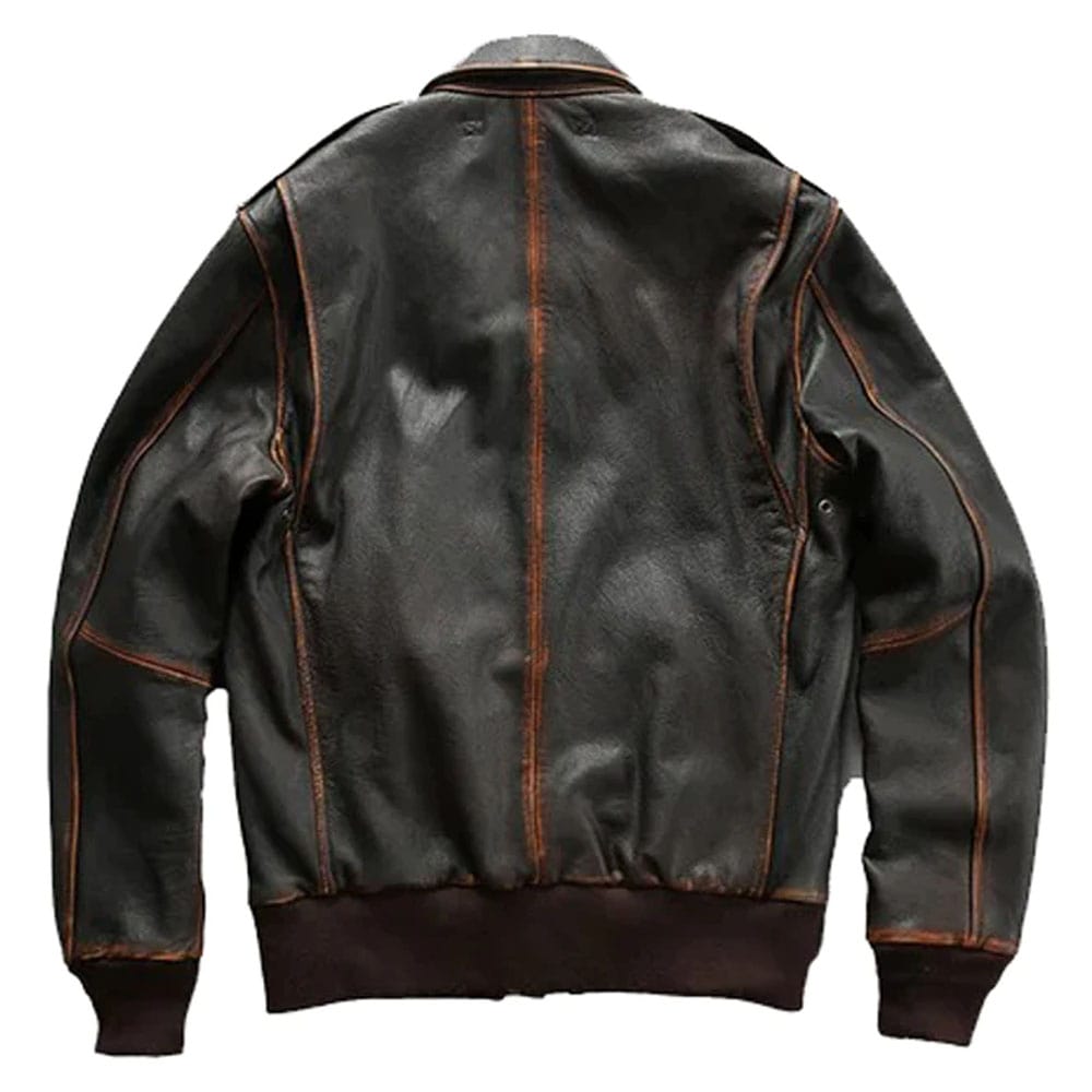 Men Distressed Brown A2 Bomber Aviator Military Pilot Flight Leather Jacket