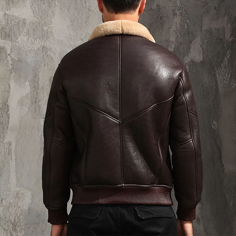 LUHAYESA Genuine Leather Sheepskin Fur Shearling Clothing Men