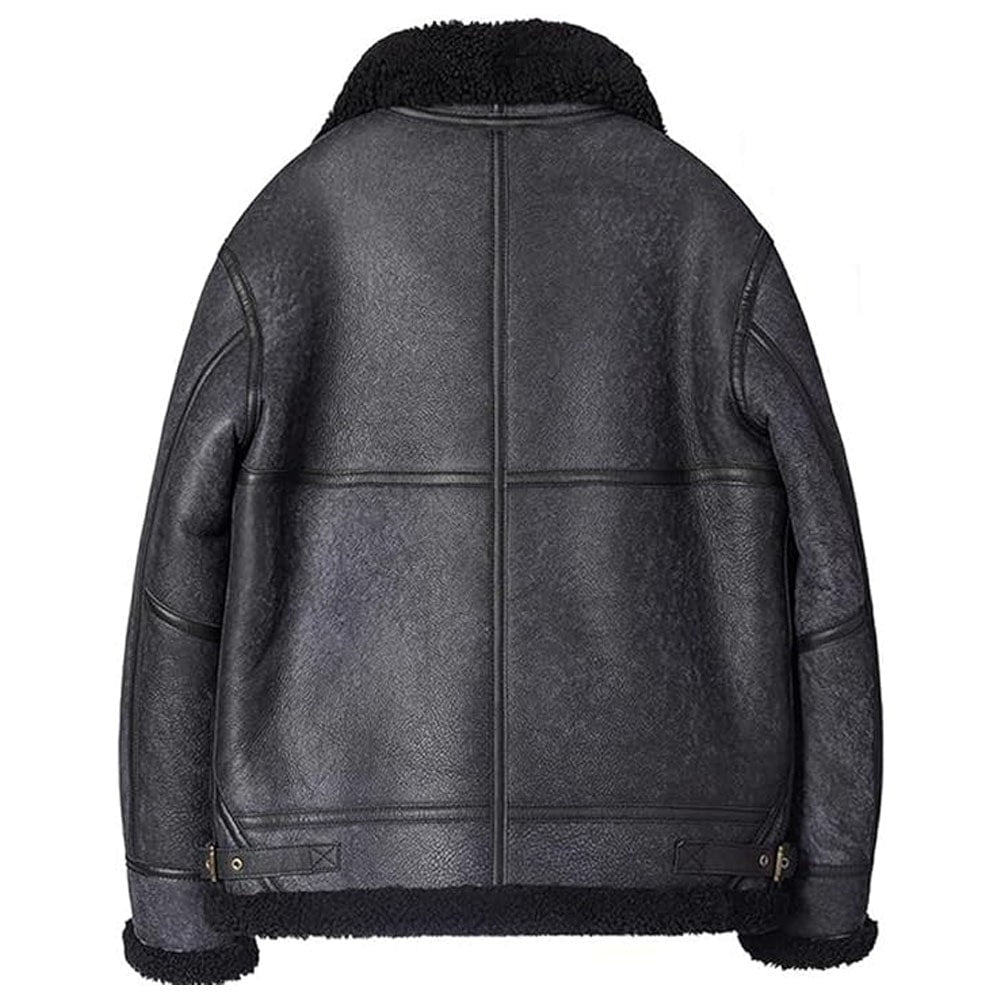 Mens B3 Bomber Jacket Sheepskin Shearling Jacket Grey Color