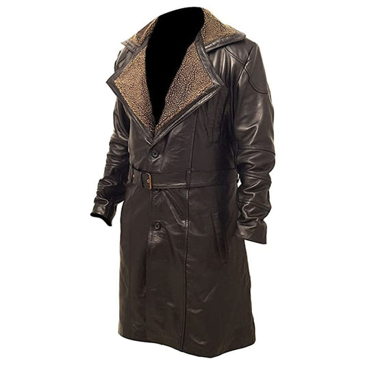 Tom Bane Dark Rises Knight Shearling Leather Coat