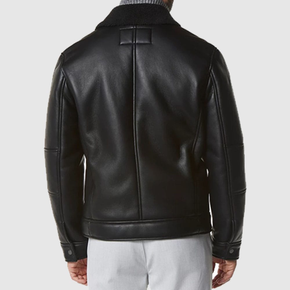 Men's Maxton Moto Leather Jacket with Faux-Shearling Collar