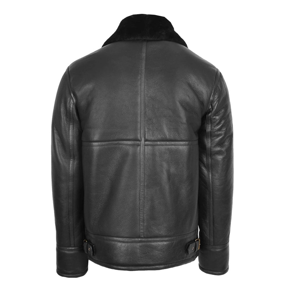 Mens Top Gun Style Sheepskin Jacket Oscar Black