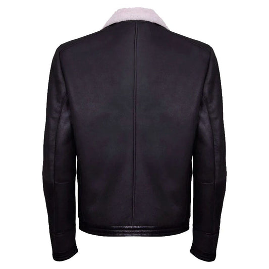 Mens Brown Soft Aviator Leather Jacket With Fur