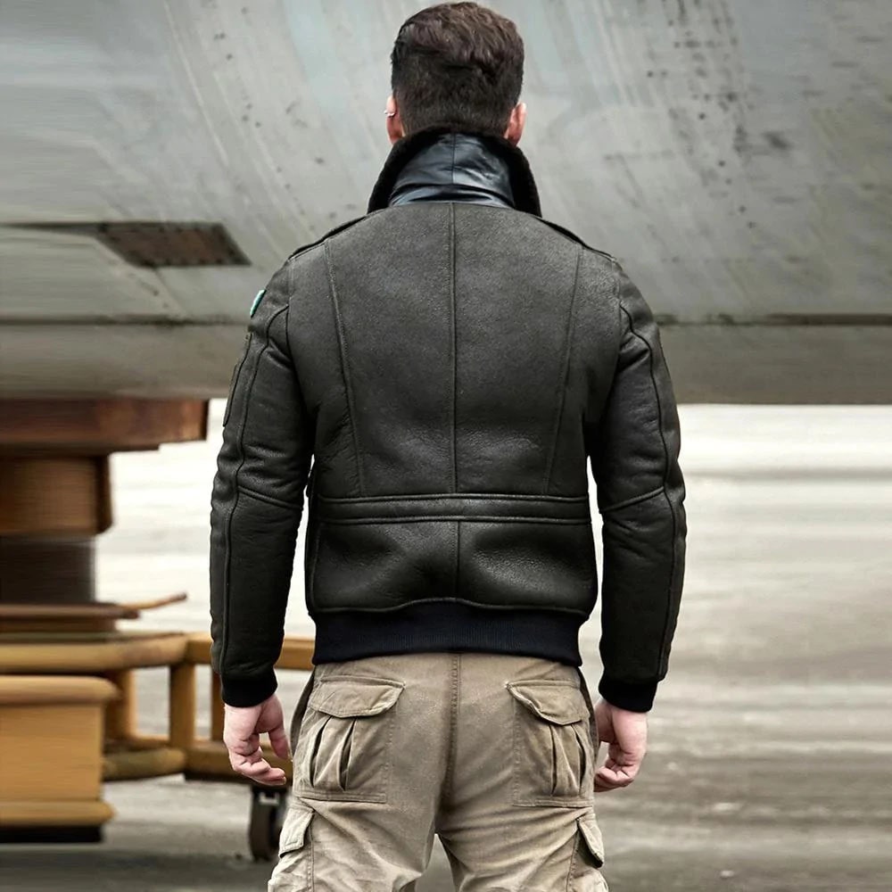 Men's B3 RAF Aviator Sheepskin Shearling Leather Bomber Jacket