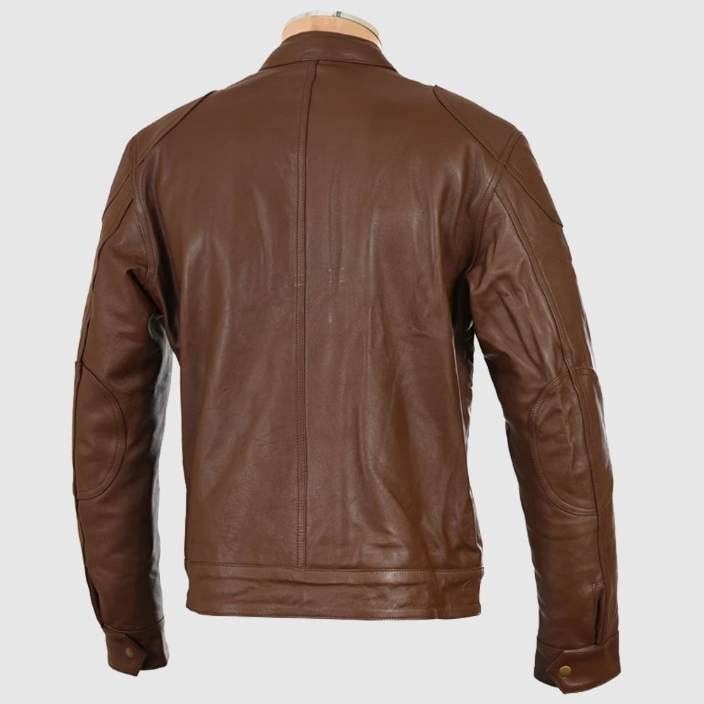 Roadmaster Pure Brown Leather Biker Jacket