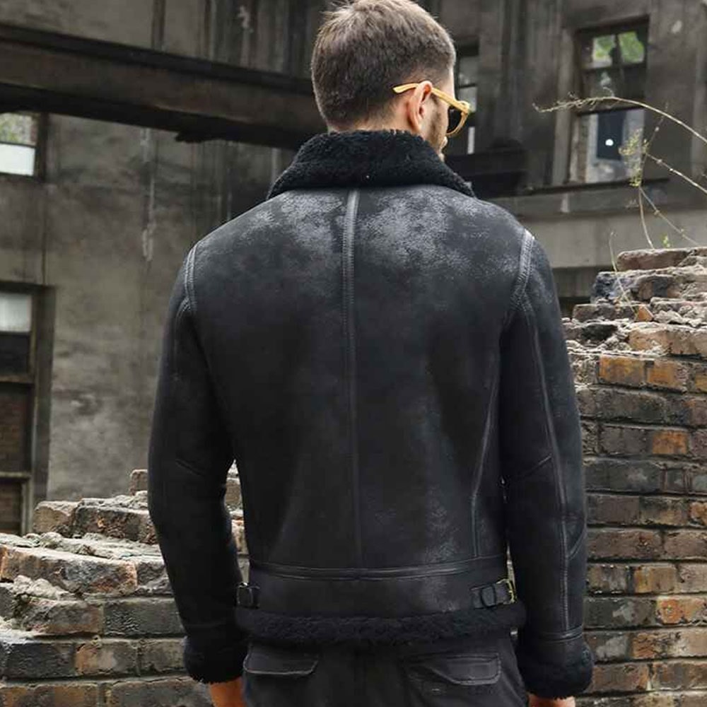 Men B3 Bomber Shearling Sheepskin Real Leather Aviator Jackets