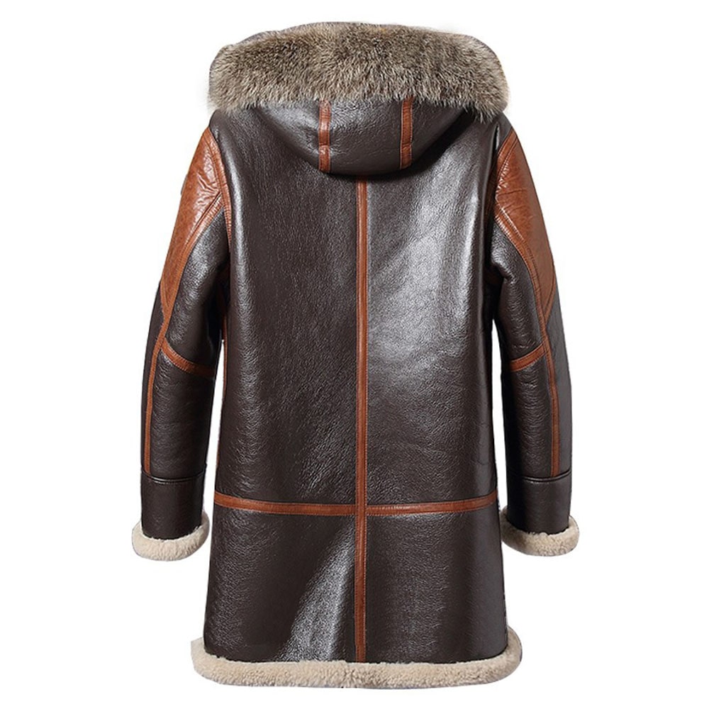 Mens Vintage Sheepskin Parka Coat