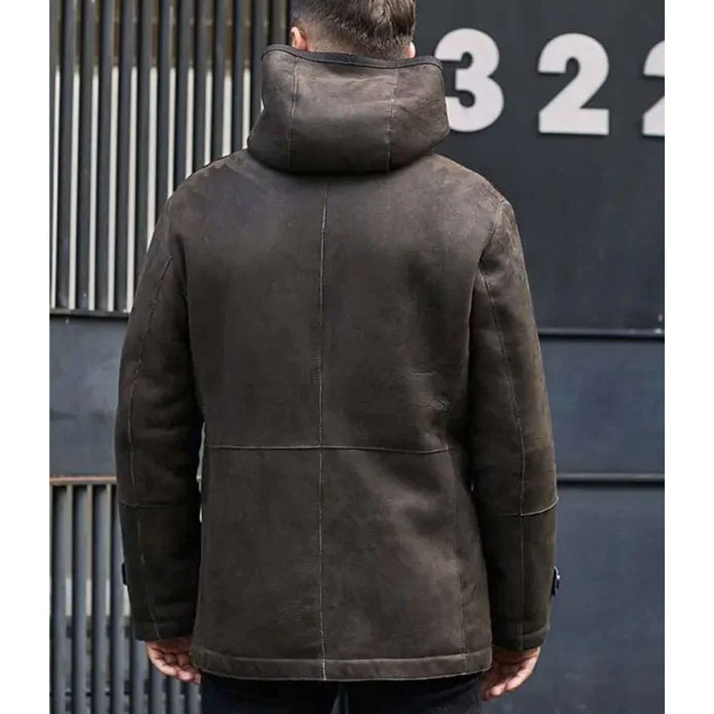 Mink Fur Coat Warm Winter Overcoat Oversize Parkas Hooded Black Leather Outwear