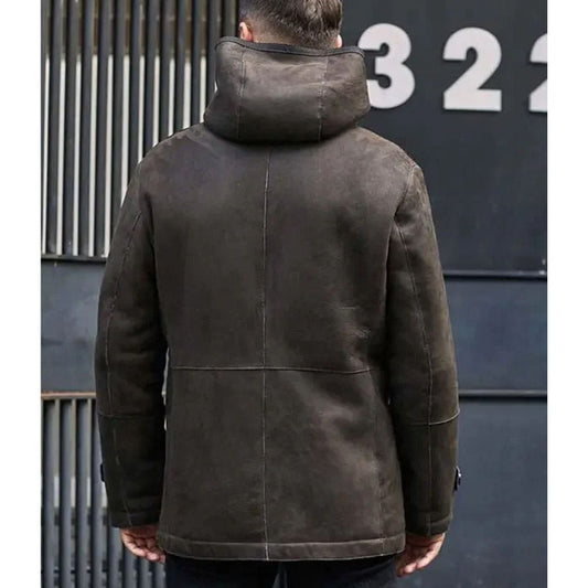 Mink Fur Coat Warm Winter Overcoat Oversize Parkas Hooded Black Leather Outwear