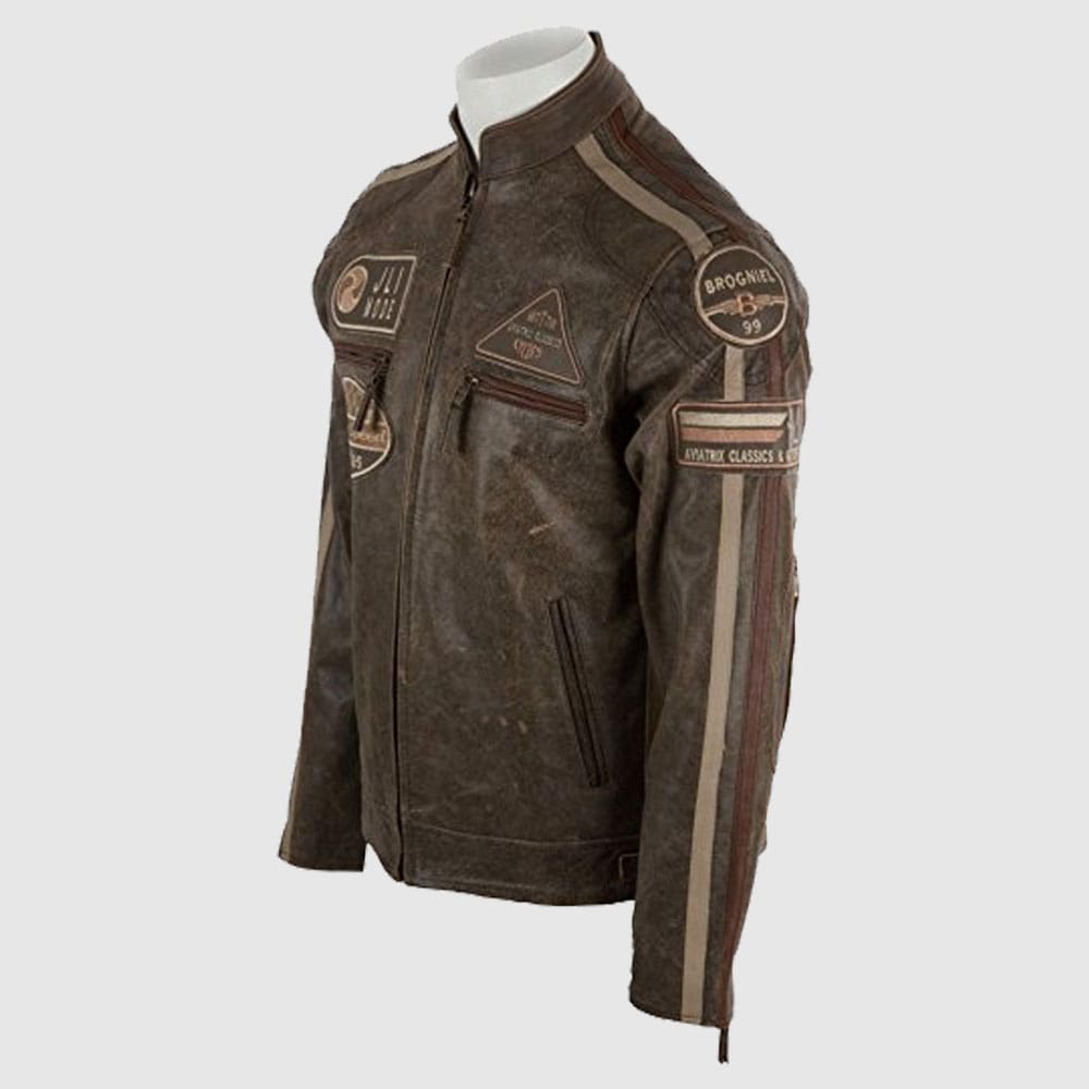 Men’s Desert Tan Racing Biker Style Leather Jacket