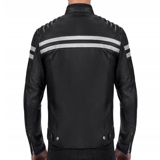 Men Black Jacket With White Strips