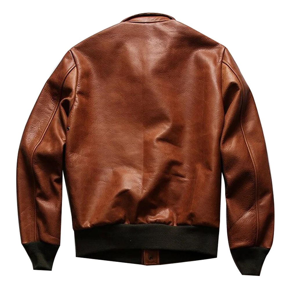 Mens WWII U.S Air Force A2 Leather Flight Bomber Jacket