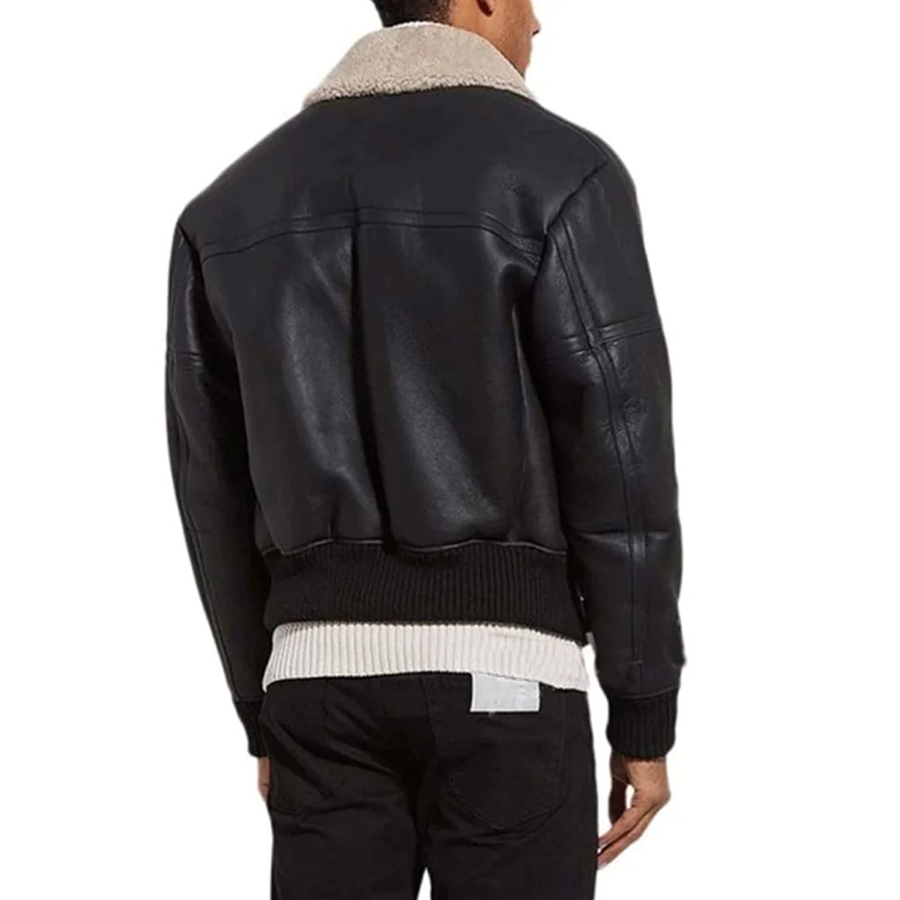 Men's Black Shearling Bomber Leather Jacket