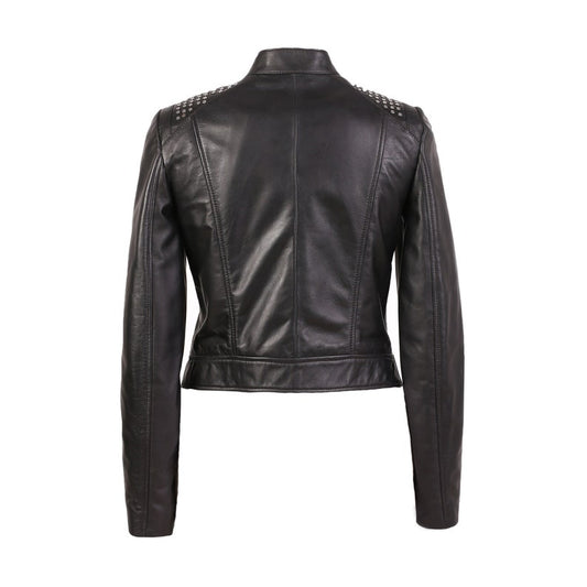 Jesse Women High Fashion Studded Motorcycle Leather Jacket
