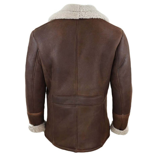 Mens Dark Brown Shearling Sheepskin Coat