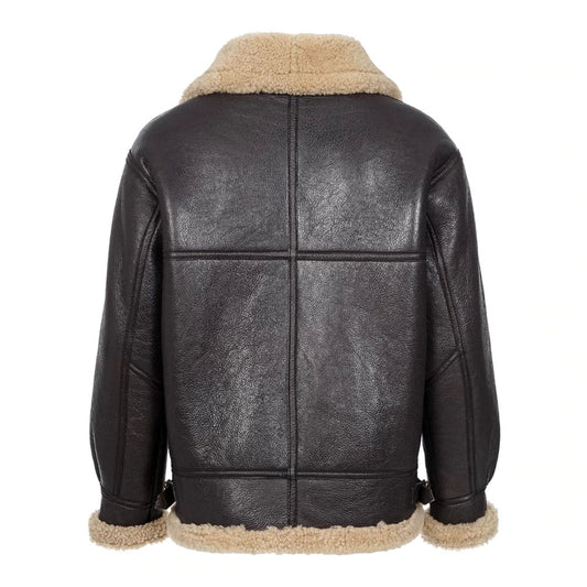 New Men's Sheepskin With Wool Lining Fabric Coat