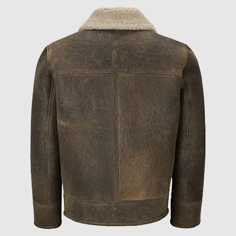 Men’s Sheepskin Leather Jacket Dirty Beige Fur Flying RAF SC-1022
