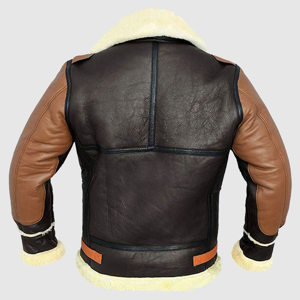 Men B3 Bomber Aviator Real Shearling Bomber Sheepskin Leather Jacket