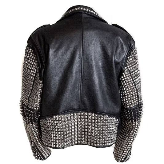 Custom Studded Leather Motorcycle Jacket