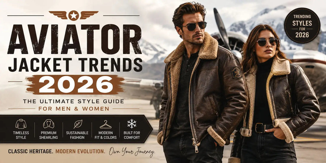 Aviator leather bomber jacket mens & women