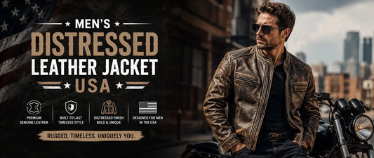 Men's Distressed Leather Jacket USA