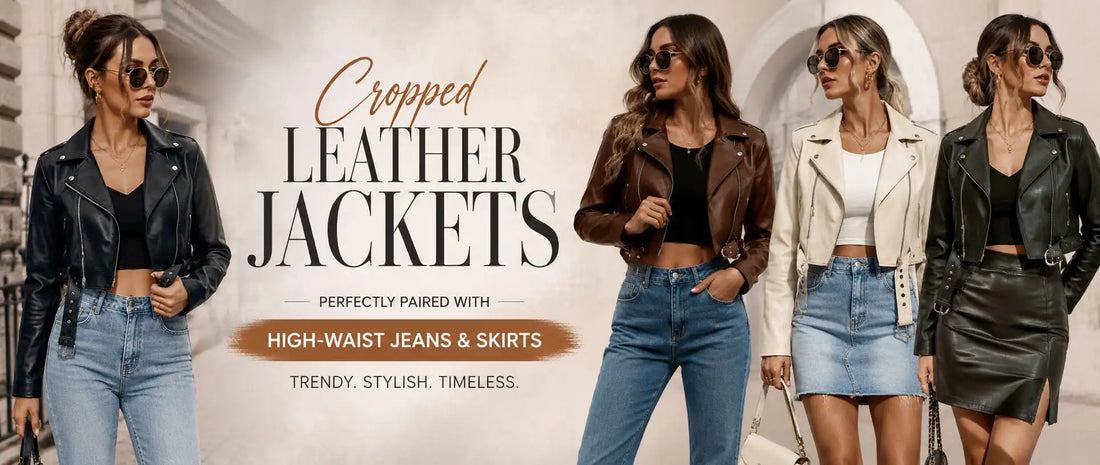 Short-length jackets paired with high-waist jeans & skirts